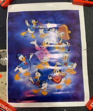 Vintage Donald Duck Generations Poster Then & Now 1986 Poster