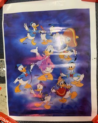 Vintage Donald Duck Generations Poster Then & Now 1986 Poster 2