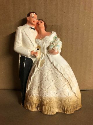 Vintage Wedding Cake Topper - Bride & Groom