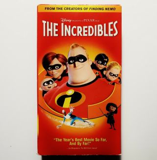 The Incredibles (vhs,  2005) Rare & Oop Disney Pixar Htf Video Tape Version