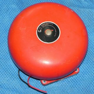 Vintage / Antique Round Red Iron 8” Gamewell Fire Alarm Bell / School Bell