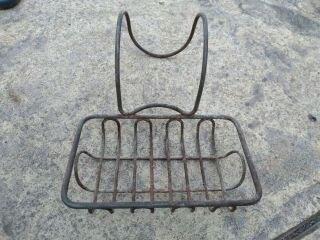 Vintage Antique Metal Wire Soap Basket Holder From Clawfoot Tub Or Sink