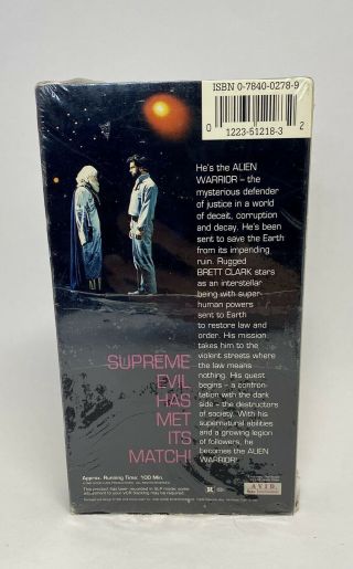 Alien Warrior VHS Rare Cult Sci - Fi Action Avid Video Plastic Still On Cover 3