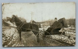 Pittstown Nj W.  C.  Baker Antique Real Photo Postcard Rppc Horse Drawn Carriage