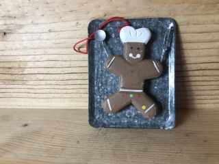 Vintage Gingerbread Chef Cookie Ornament On Cookie Sheet Rare Christmas Holiday