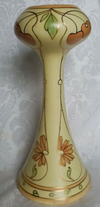 Antique Royal Dux Art Nouveau Vase Fliwers&cherry Gold Trim Austria 9,  5 "
