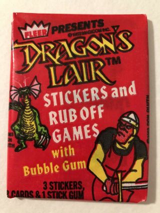1983 Fleer Dragon’s Lair Card Game Sticker Wax Pack Don Bluth Arcade Rare