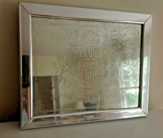 Extremely Rare Vintage Boodles British Gin Smoked Mirror Advertising Bar Sign