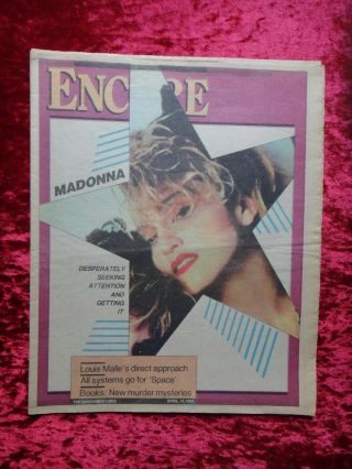 Madonna Encore Newspaper April 14,  1985 Material Girl Memorabilia Rare Classic