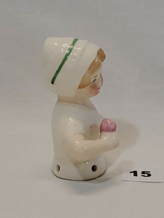 1920 ' s German Porcelain - Little Girl - Pin Cushion Half Doll - Art Deco 3