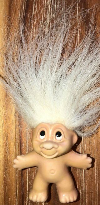 Vintage Dam Pencil Topper Troll Doll 1.  5 " Figure White Hair