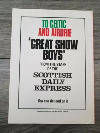 1975 Scottish Cup Final Airdrie v Celtic RARE 2