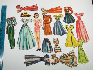 Vintage 40s 50s Paper Doll Cut Out Pin - Up Girl W/ Clothes Accessories