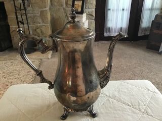 Vintage Wm Rogers 800 Silver Plate Teapot Coffee Pot Footed With Hinged Lid