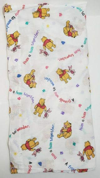 Vintage Winnie The Pooh Crib Sheet Nursery Bedding Fitted One End Flat Top Sheet