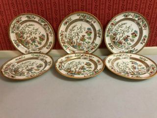 Set Of 6 Antique Spode Copeland Indian India Tree Plate Multi Colors Pre - Owned