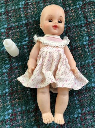 Vintage Porcelain Baby Doll in White & Pink Dress 2