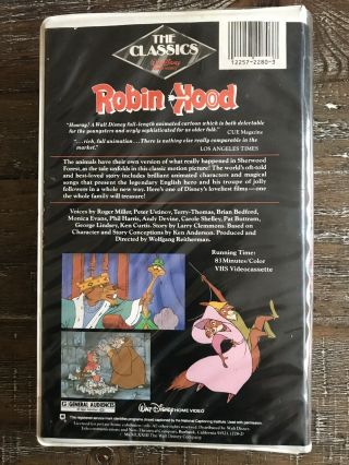 Robin Hood VHS Black Diamond 228VS Black Clamshell - Rare Walt Disney Home Video 2