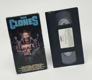 The Clones Vhs Lightning Video 1985 Oop Rare Horror Cult Hunt Card Sci - Fi Htf
