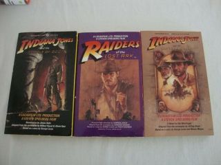 3 Indiana Jones Series Paperback Books Lucas Vintage Movie Tie - In Pb Rare
