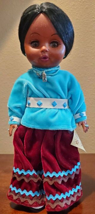 Vintage Carlson Dolls Native American Navaho Princess Doll And Baby With Tag