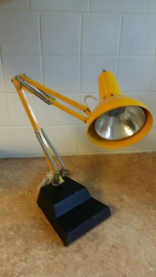 Vintage Rare Yellow Ledu Articulating Table Lamp Made In Sweden