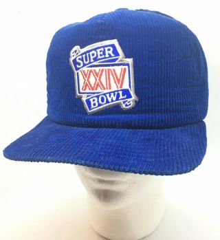 Vtg Bowl Xxiv Corduroy Snapback Hat Cap Era 1989 Broncos 49ers - Rare