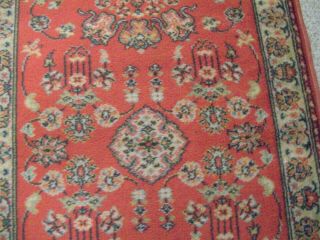 VINTAGE TRADITIONAL RED AND TAN ORIENTAL ENTRY RUG 2