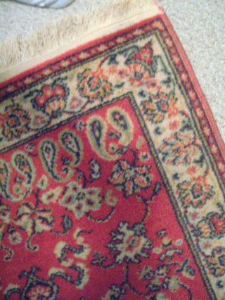 VINTAGE TRADITIONAL RED AND TAN ORIENTAL ENTRY RUG 3