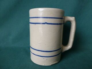 Antique Stoneware Mug With Blue Stripes