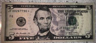 2009 $5 ✯ Five Dollar Bill Rare Star Note Low Run Printed 960k Jf 00267790