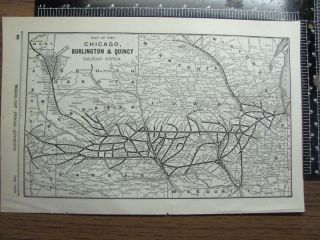 Antique Chicago Burlington & Quincy Railroad System Map Printed In April 1895