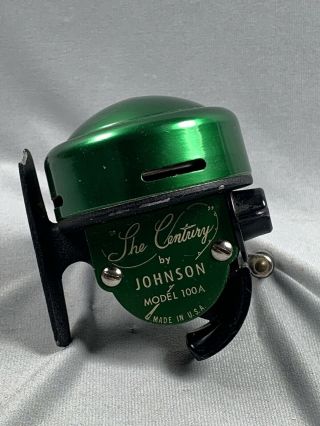 Vtg The Century By Johnson Model 100a Fishing Reel Green
