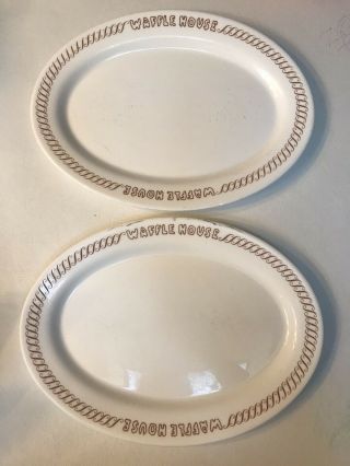 Rare Set Of 2 Vintage Waffle House Plates Platters Restaurantware Arcopal France