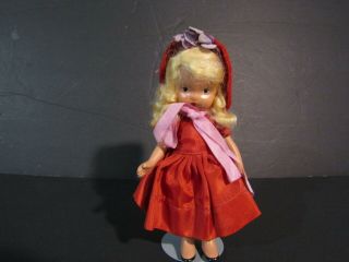 Nancy Ann Storybook Bisque Doll 5 1/2” Vintage W/ Stand Blonde Hair