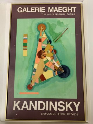 Rare Galerie Maeght Framed Kandinsky Lithograph Bauhaus De Dessau 1927 - 1933