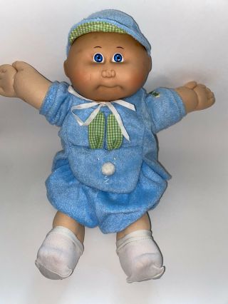 Vintage 1985 Cabbage Patch Kids Preemie Boy Bald Blue Terry Cloth Bunny Outfit