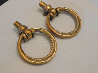 Vintage Antique Brass Ring Door Knocker Drawer Door Cabinet Knob Pull Pair