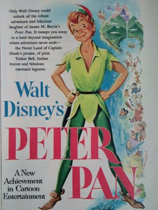 Walt Disney Peter Pan 1953 Print Ad Rare
