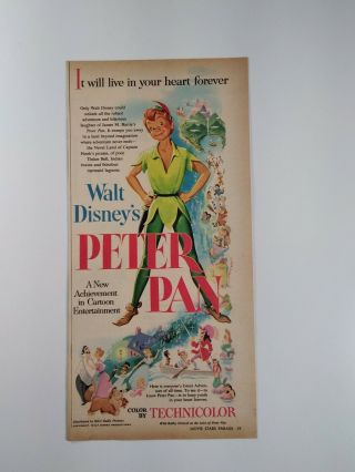 Walt Disney Peter Pan 1953 Print Ad Rare 2