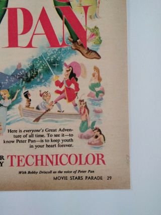 Walt Disney Peter Pan 1953 Print Ad Rare 3