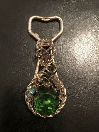 Vintage Jeweled 4” Metal Bottle Opener Rare