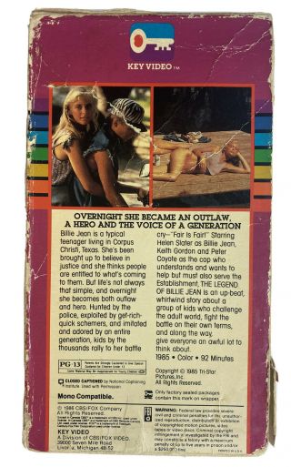 THE LEGEND OF BILLIE JEAN VHS Key Video Release Rare 2