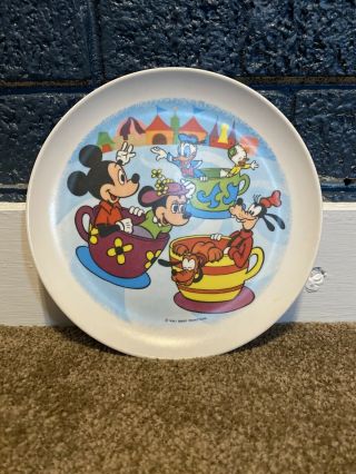 Vintage Walt Disney Productions Mickey Mouse 7 1/4 " Plate Melamine Plastic Rare