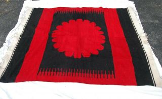 Antique Red And Black Native American Design Wool Rug 78 " X 58 "