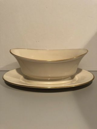 Lenox Eternal Gravy Boat And Underplate With Gold Trim Extremely Rare