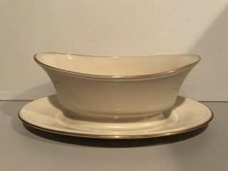 Lenox ETERNAL Gravy Boat and Underplate with Gold Trim EXTREMELY RARE 2