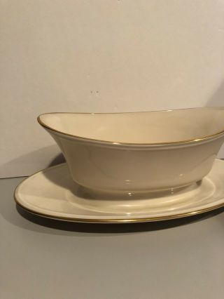 Lenox ETERNAL Gravy Boat and Underplate with Gold Trim EXTREMELY RARE 3