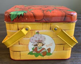 Vintage Cheinco Strawberry Shortcake Tin Picnic Basket Lunch Box