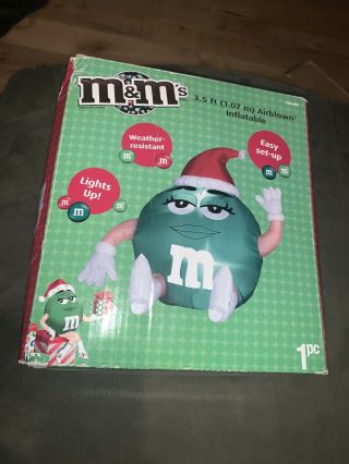 Gemmy Airblown Inflatable 3 Ft.  Tall Green M&m 